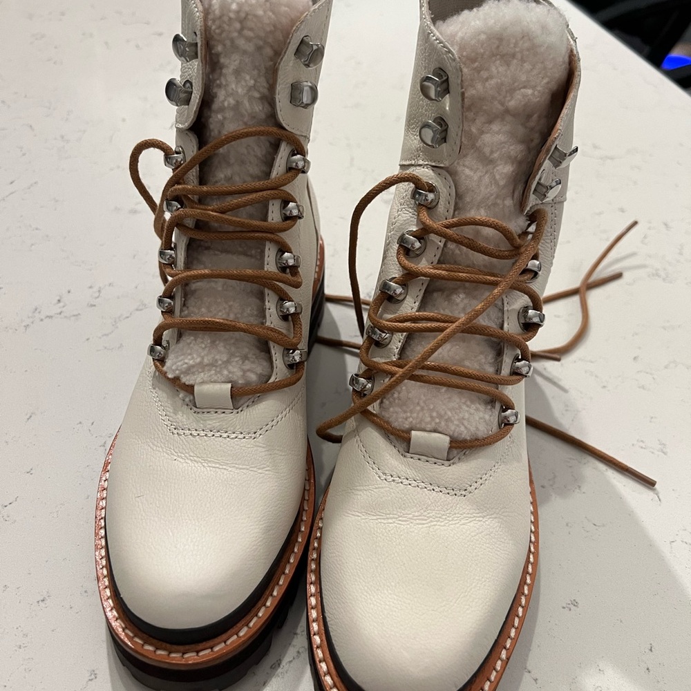 Marc Fisher off white lug boots